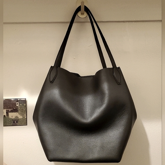 Madewell Shopper Tote in Soft Grain Pebbled Leather - Black, BNWT - Picture 7 of 8